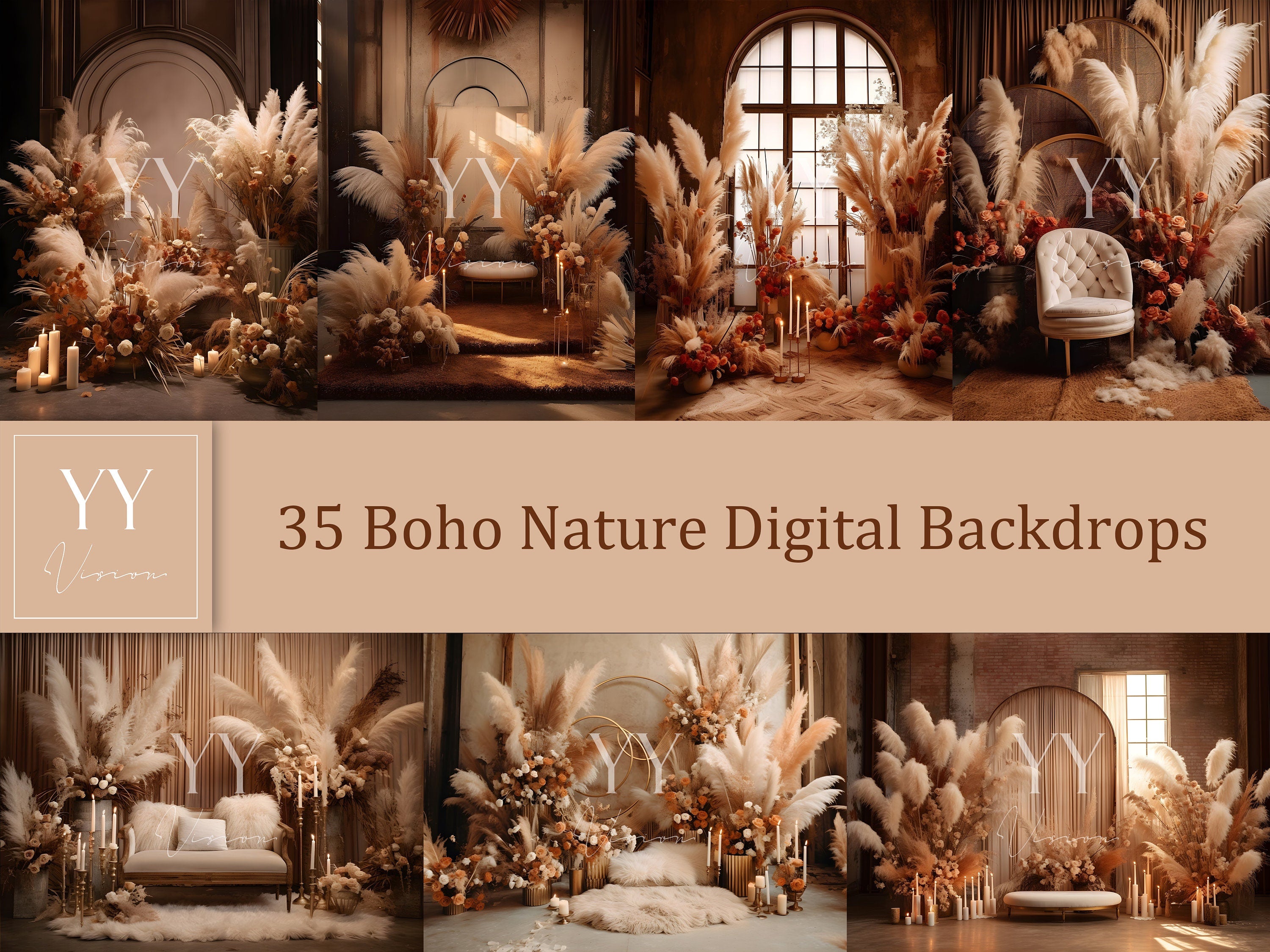 35 Boho Nature Digital Backdrops| Maternity Digital Backdrops| Studio Backdrop Overlay| Digital Backdrops shade | Wedding Photo Backdrops