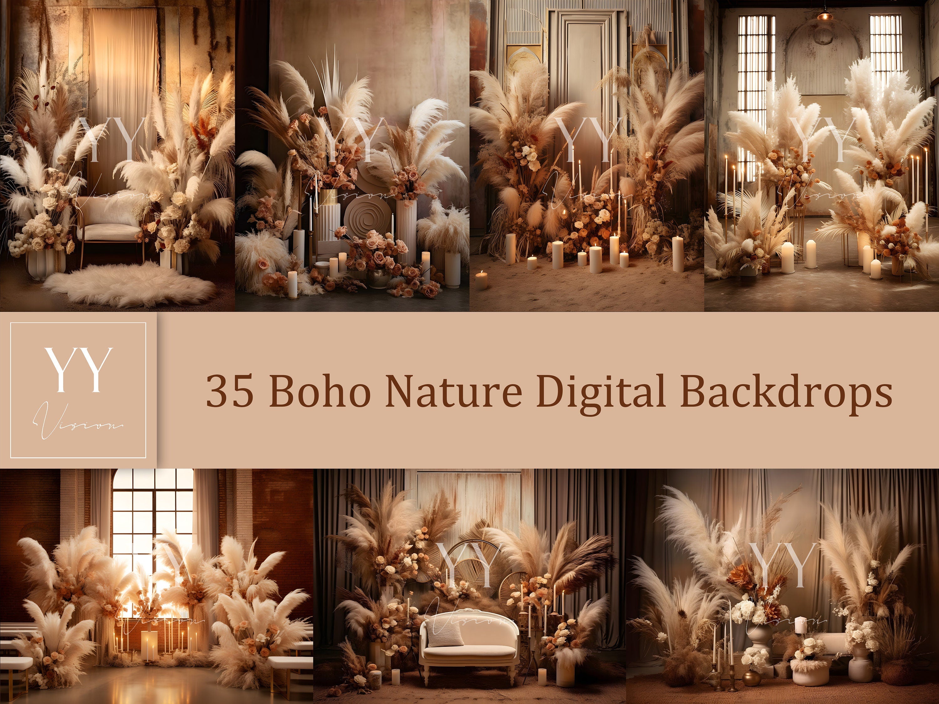 35 Boho Nature Digital Backdrops| Maternity Digital Backdrops| Studio Backdrop Overlay| Digital Backdrops shade | Wedding Photo Backdrops