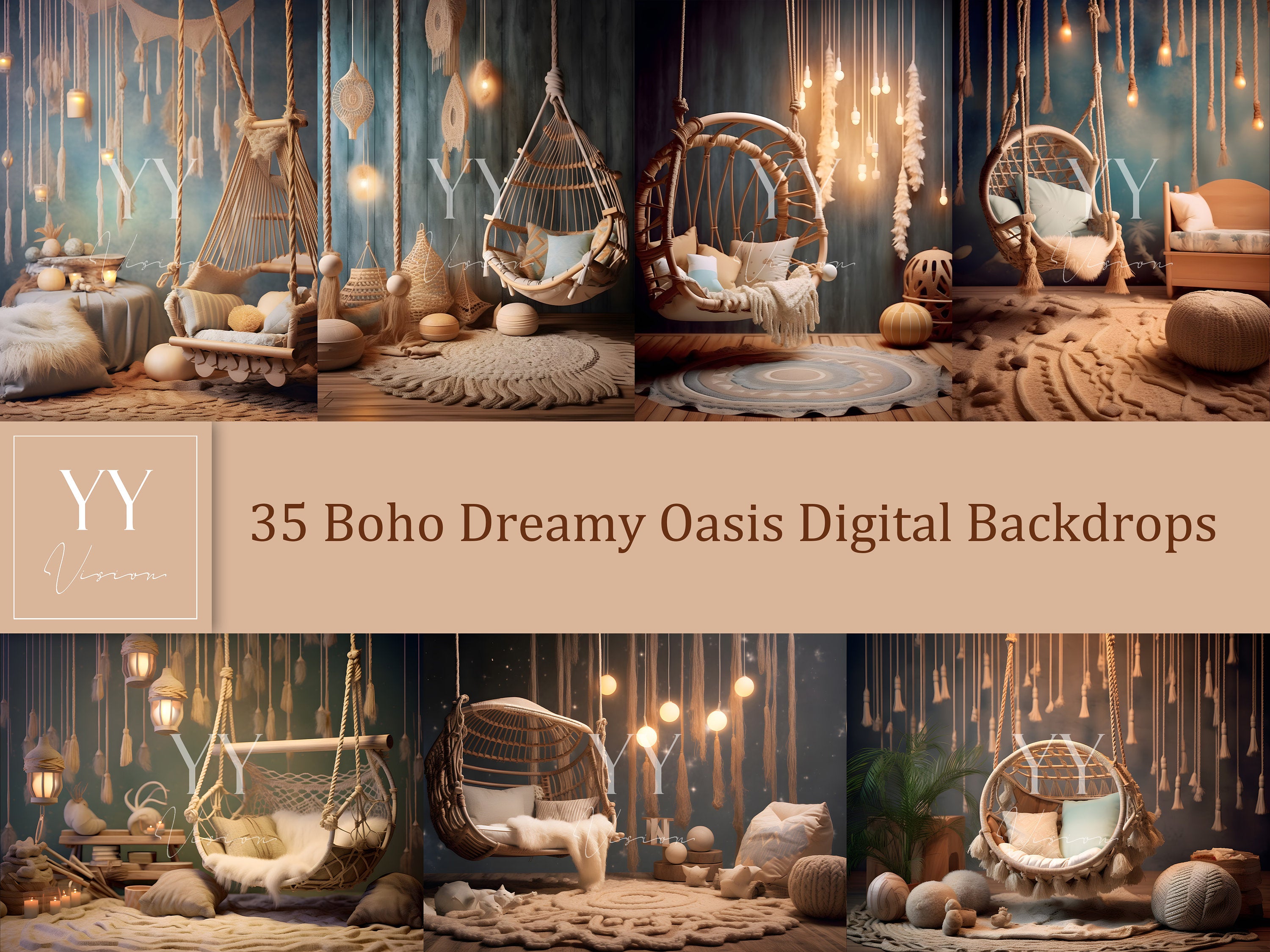 35 Boho Dreamy Digitale Hintergründe Sets für Neugeborene Schwangerschaft Studio Fotografie Indoor Fotografie Digitale Hintergründe JPG Photoshop Overlays