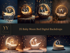 35 Newborn Baby Moon Bed Digital Backdrops Sets for Maternity Photography Studio Digital Backdrop Photoshop