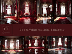 35 Red Valentines Floral Digital Backdrops Sets for Maternity Photography Wedding Studio Photoshop Overlays