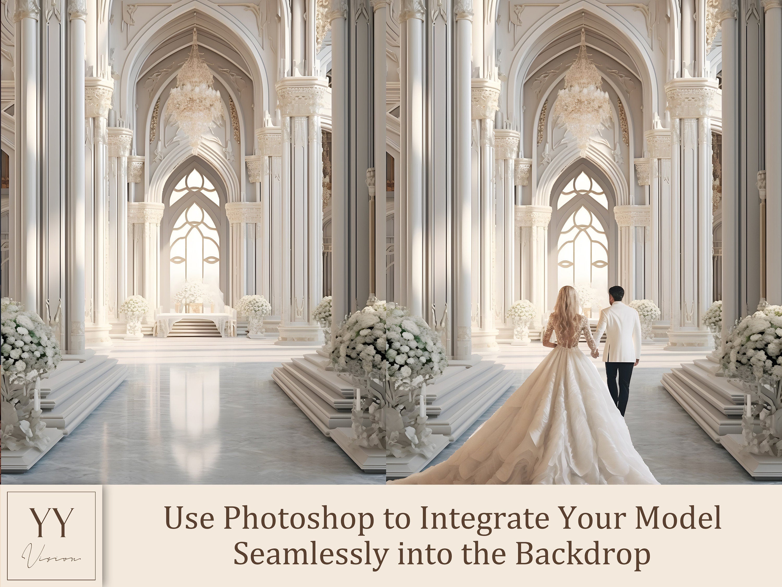 35 luxuriöse goldene weiße Palast digitale Hintergründe Sets für Hochzeit Studio Fotografie Zeremonie digitale Hintergründe JPG Photoshop Overlays