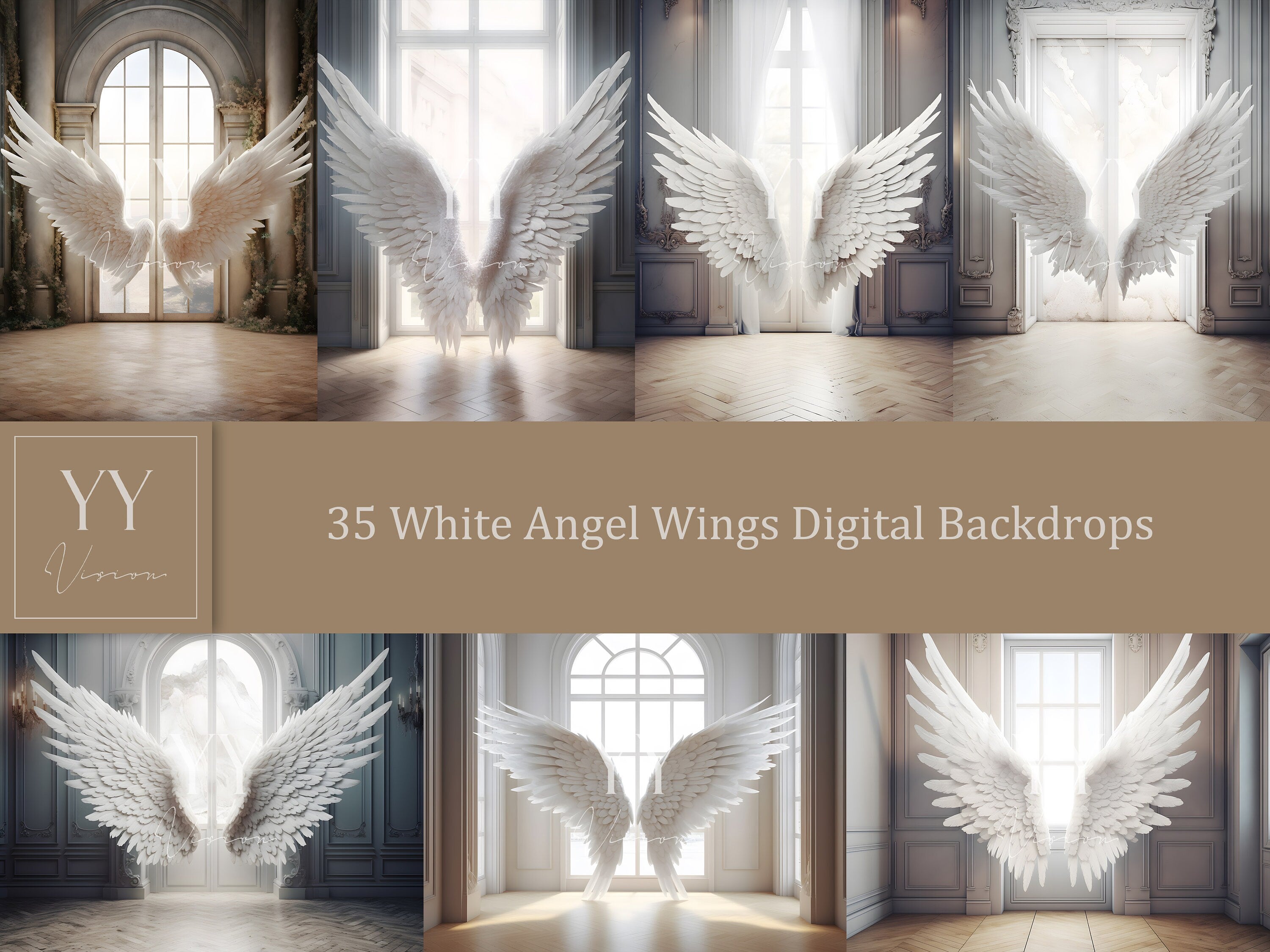 35 Engelsflügel Digitale Hintergründe Sets Schwangerschaftsfotografie Fine Arts Hochzeitsstudio Photoshop Overlay