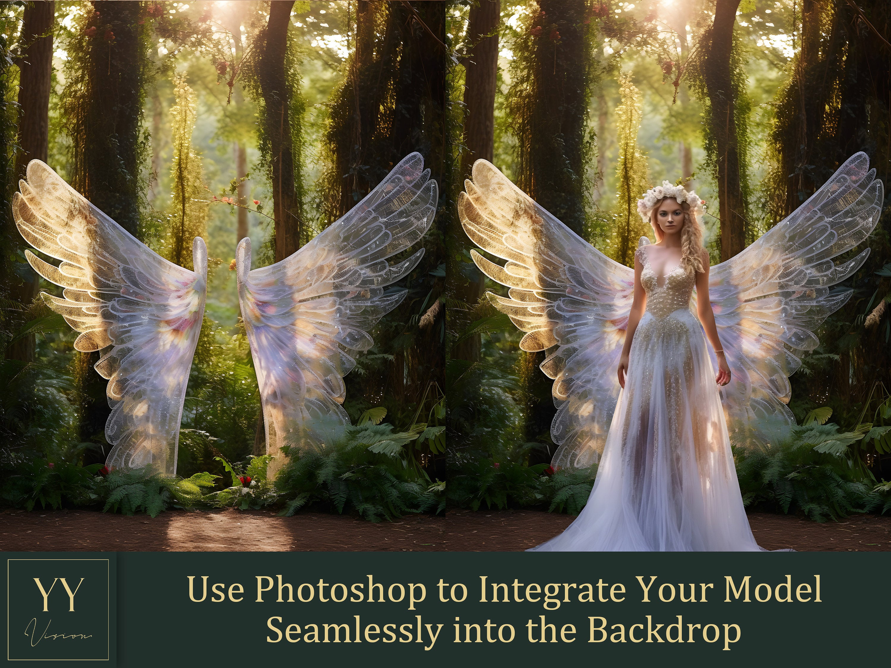 35 Forest Fairy Wings Digital Backdrops Sets for Maternity Photography Nature Wedding Studio Digital Backdrop Photoshop overlay