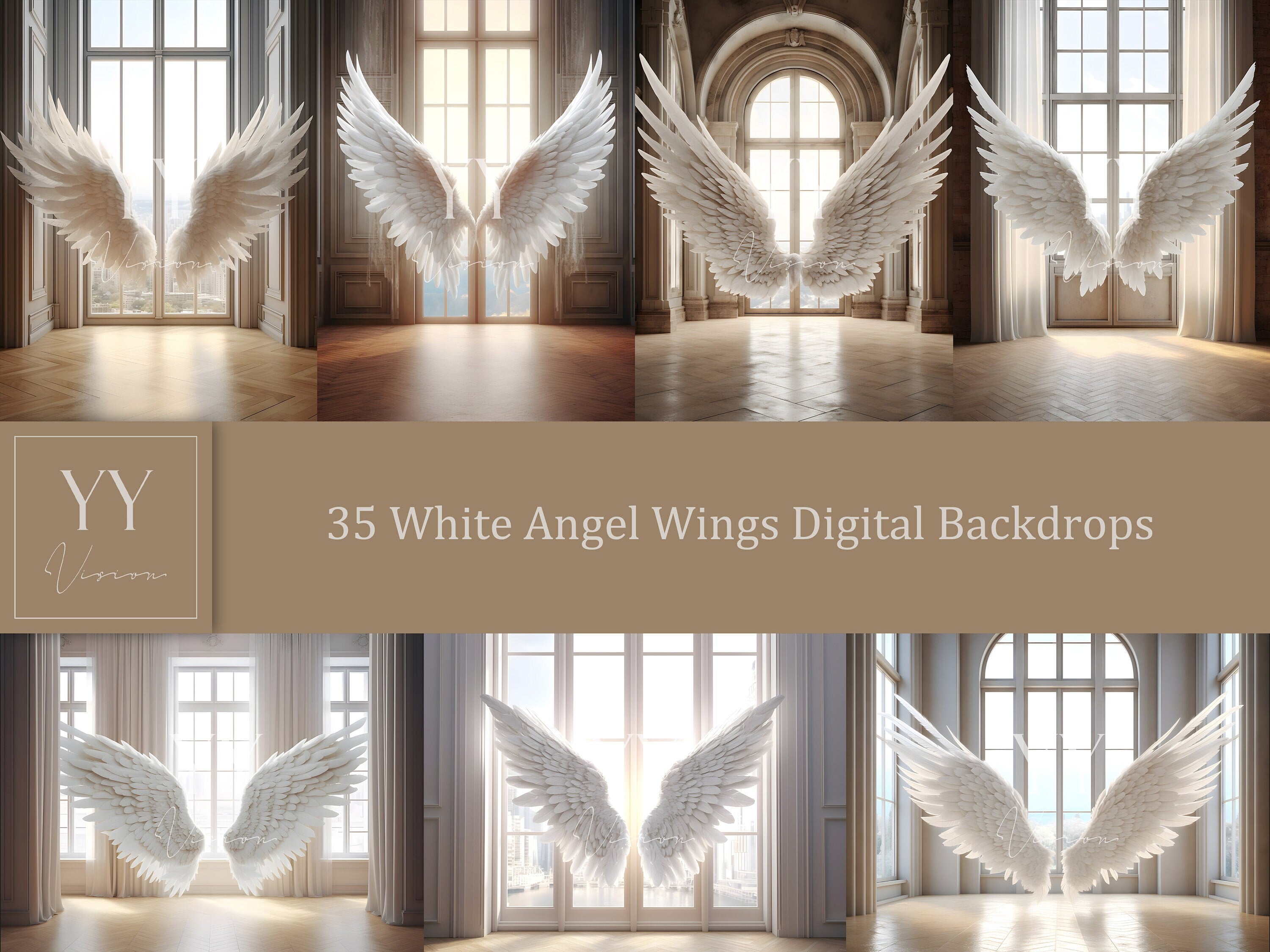 35 Engelsflügel Digitale Hintergründe Sets Schwangerschaftsfotografie Fine Arts Hochzeitsstudio Photoshop Overlay