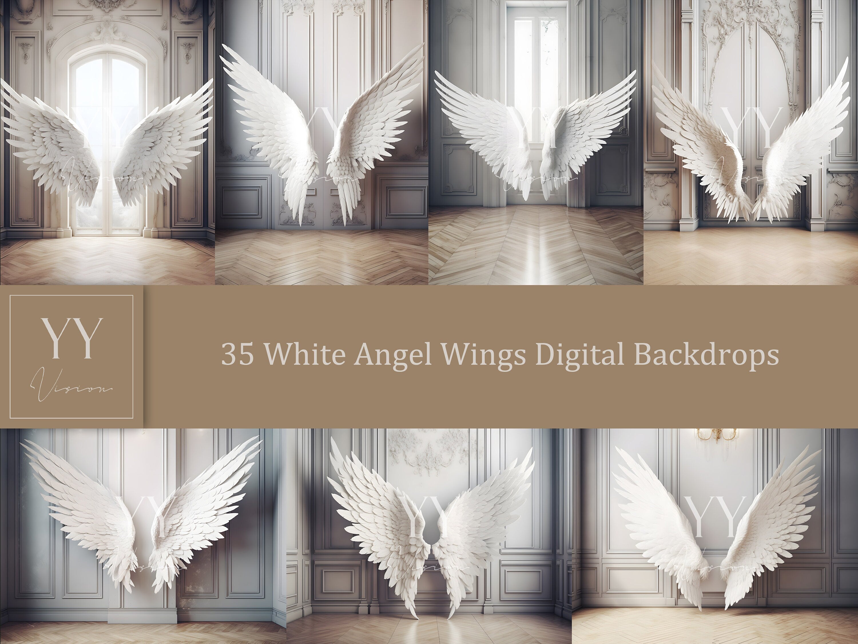 35 Engelsflügel Digitale Hintergründe Sets Schwangerschaftsfotografie Fine Arts Hochzeitsstudio Photoshop Overlay