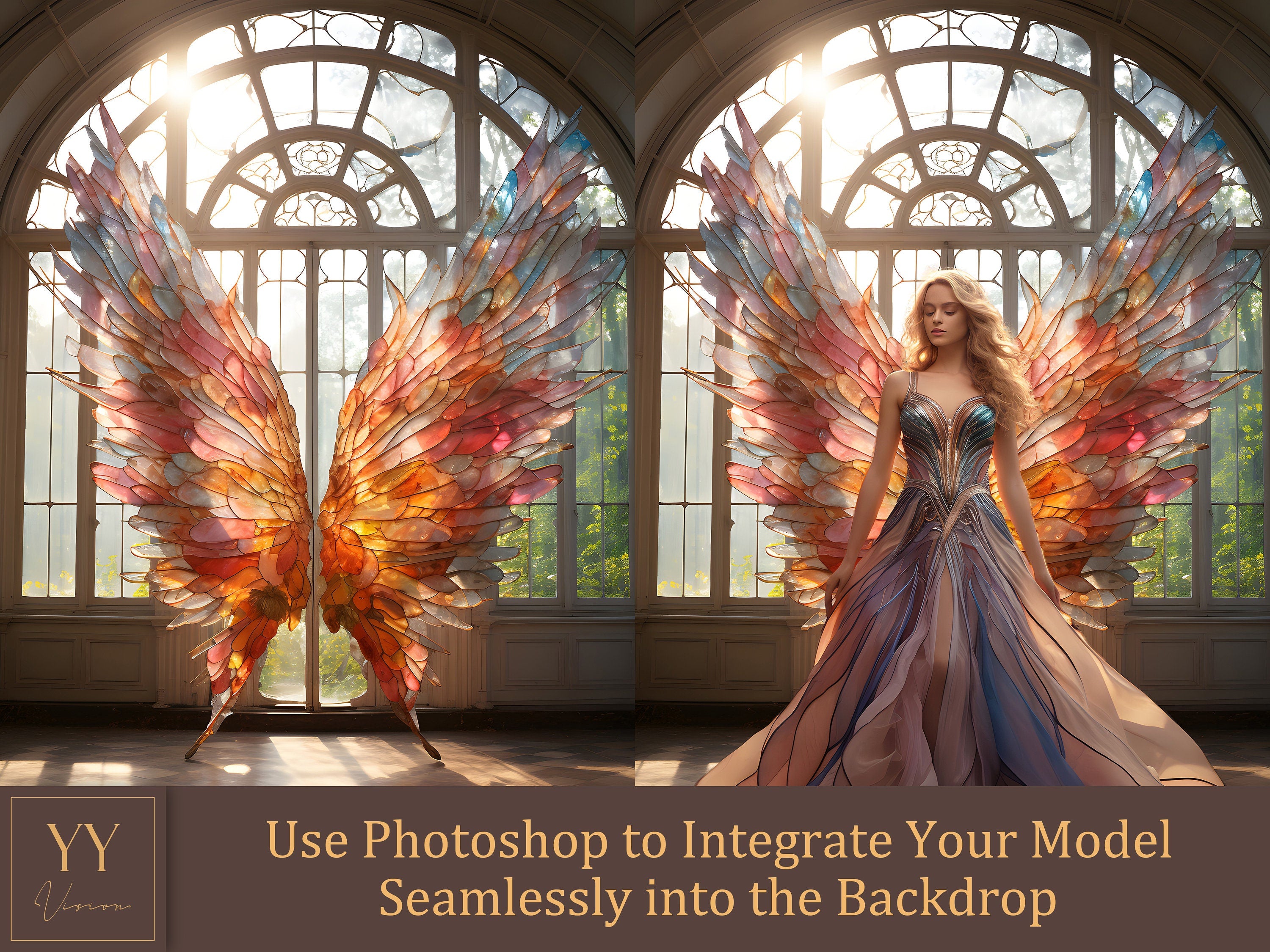 35 Fairy Wings Palace Digital Backdrops Sets for Maternity Photography Fine Arts Wedding Studio Photoshop Background