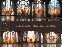 35 ensembles de décors numériques Fairy Wings Palace pour la photographie de maternité Beaux-Arts Mariage Studio Photoshop Background