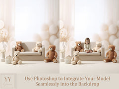 21 Teddy Bears Digital Backdrops Sets for Newborn Baby Cake Smash Maternity Photography Fine Arts Studio Photoshop Background