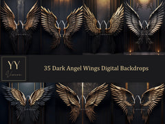 35 Angel Wings Dark Digital Backdrops Sets for Maternity Photography Fine Arts Wedding Studio Photoshop