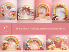 35 Rainbow Fondant Arch Digital Backdrops Sets for Newborn Baby Cake Smash Maternity Photography Fine Arts Studio Photoshop overlay