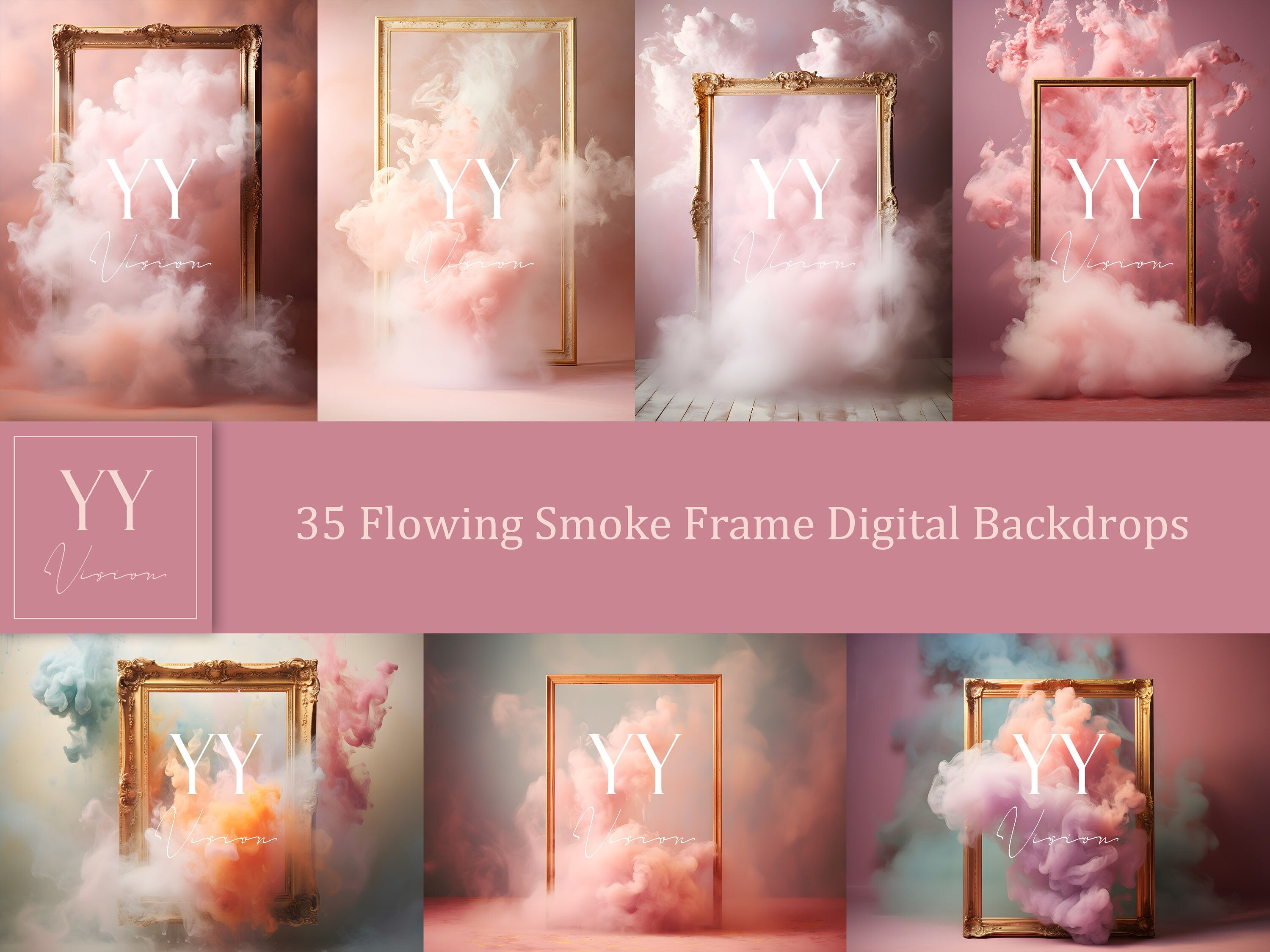 35 Flowing Smoke Frame Digital Backdrops Sets Maternity Photography Fine Arts Wedding Studio Photoshop overlay