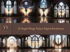 35 Angel Wings Palace Digital Backdrops Sets for Maternity Photography Fine Arts Wedding Studio Photoshop