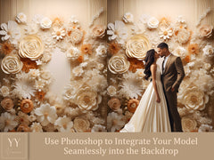 35 Elegant Floral Ivory Digital Backdrops Sets for Maternity Photography Wedding Valentine Studio Background Photoshop Overlays