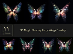 35 Magic Glowing Fairy Wings Digital Overlay Sets for Baby Kids Maternity Photography Fine Arts Portrait Photoshop