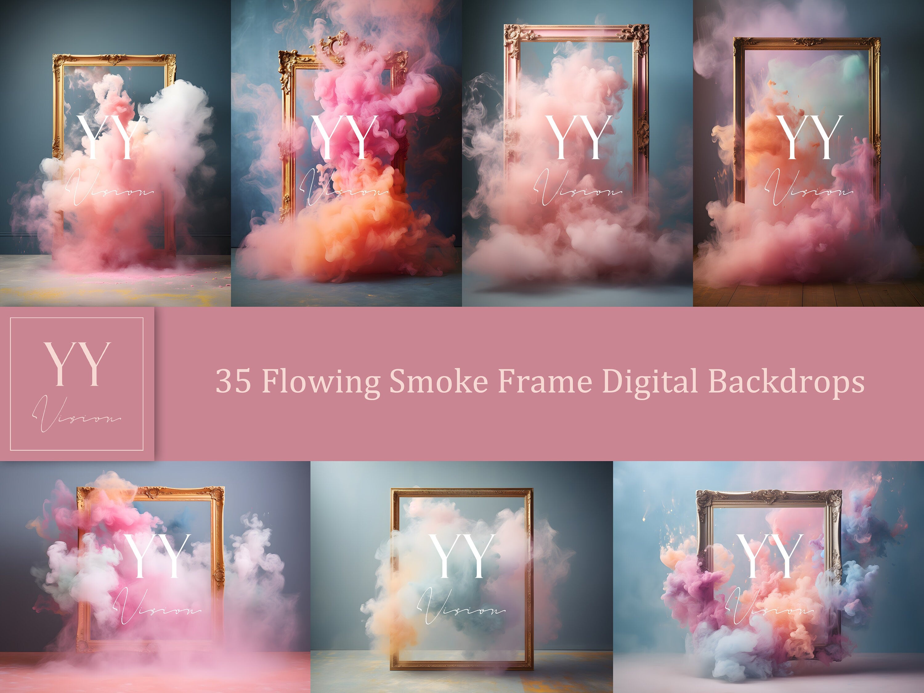 35 Flowing Smoke Frame Digital Backdrops Sets Maternity Photography Fine Arts Wedding Studio Photoshop overlay