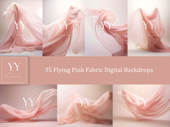 35 Pink Flying Silk Fabric Digital Backdrops Sets for Maternity Photography Fine Arts Wedding Studio Photoshop