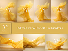 35 Yellow Flying Silk Fabric Digital Backdrops Sets for Maternity Photography Fine Arts Wedding Studio Photoshop