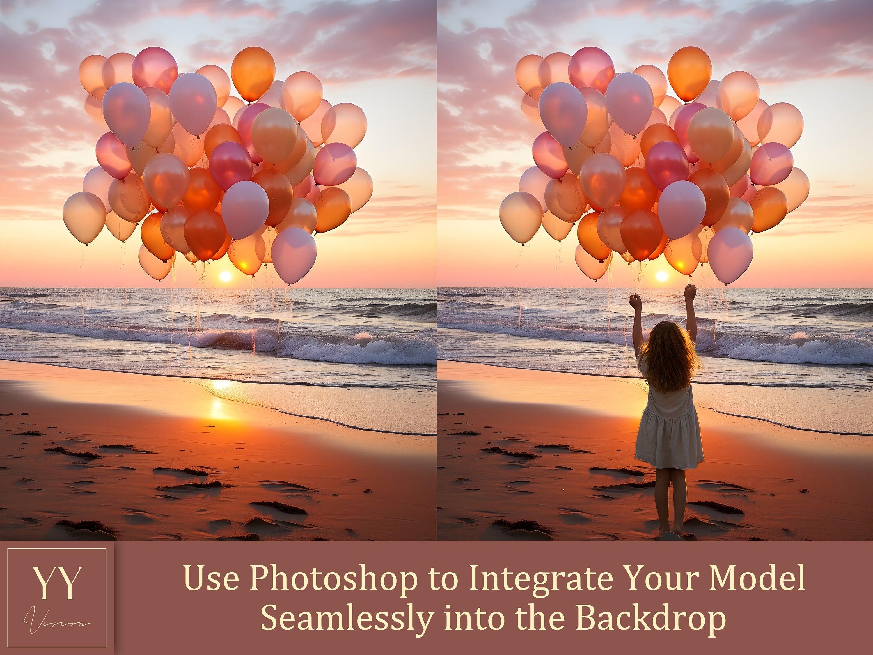 21 Balloon Beach Digital Backdrops Sets for Wedding Maternity Photography Fine Arts Studio Photoshop overlay