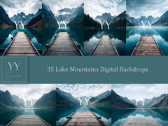 35 Lake Mountains in Banff Digital Backdrops Sets for Wedding Maternity Adventure Photography Fine Arts Studio Photoshop