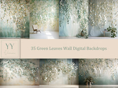 35 Green Leaves Wall Digital Backdrops Sets for Wedding Maternity Photography Fine Arts Studio Photoshop