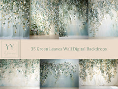 35 grüne Blätter Wand digitale Hintergründe Sets für Hochzeit Schwangerschaft Fotografie Fine Arts Studio Photoshop