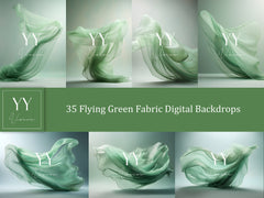 35 Green Flying Silk Fabric Digital Backdrops Sets for Maternity Photography Fine Arts Wedding Studio Photoshop