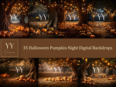 35 Halloween Pumpkin Night Digital Backdrops Sets for Halloween Party Photography Fine Arts Studio Photoshop Background