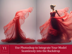 35 Red Flying Silk Fabric Digital Backdrops Sets for Maternity Photography Fine Arts Wedding Studio Photoshop