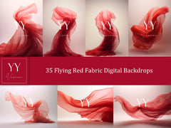 35 Red Flying Silk Fabric Digital Backdrops Sets for Maternity Photography Fine Arts Wedding Studio Photoshop