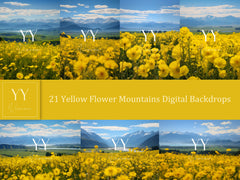 21 Yellow Flowers Mountains Digital Backdrops Sets for Wedding Maternity Kids Photography Fine Arts Studio Photoshop