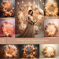 35 Floral Halo Ring Digital Backdrops Sets for Wedding Maternity Photography Digital Backdrop Photoshop Overlay