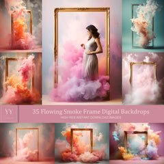 35 fließende Rauch Rahmen digitale Hintergründe Sets Schwangerschaft Fotografie Fine Arts Hochzeit Studio Photoshop Overlay