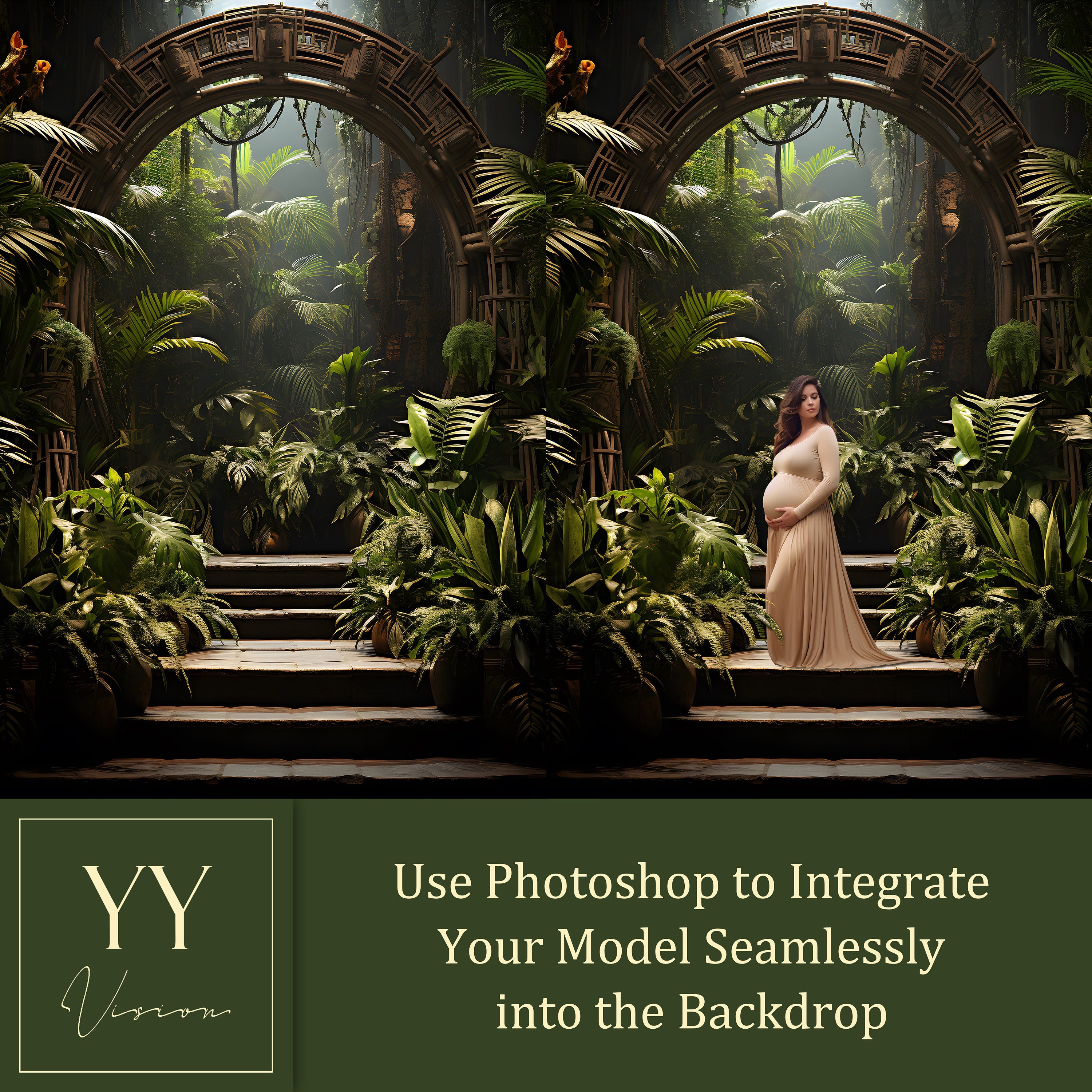 40 Temple in Jungle Digital Backdrops Sets for Maternity Adventure Photography Fine Arts Studio Photoshop Background