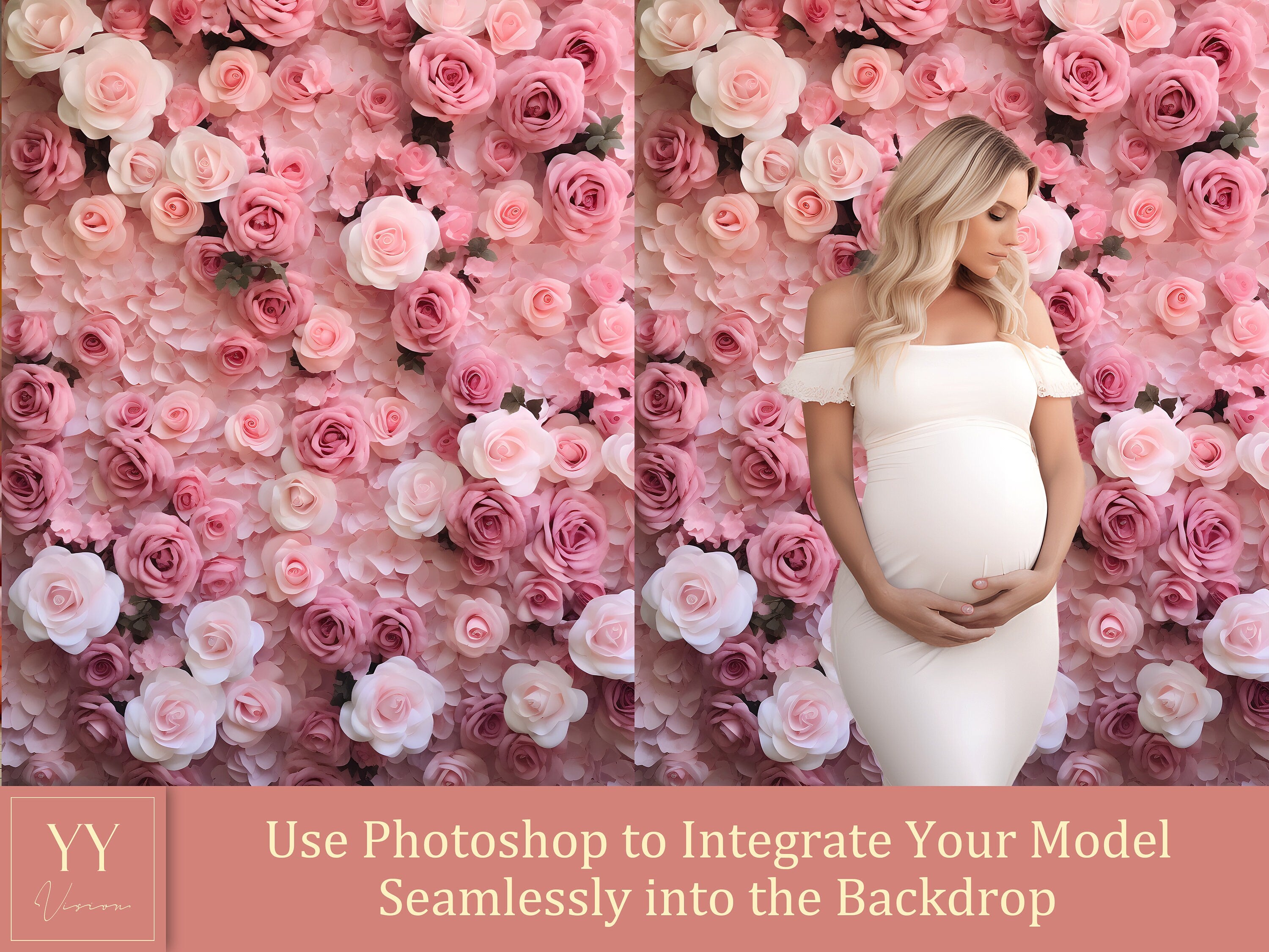 35 Rose Wall Digital Backdrops Sets for Wedding Maternity Photography Fine Arts Studio Photoshop