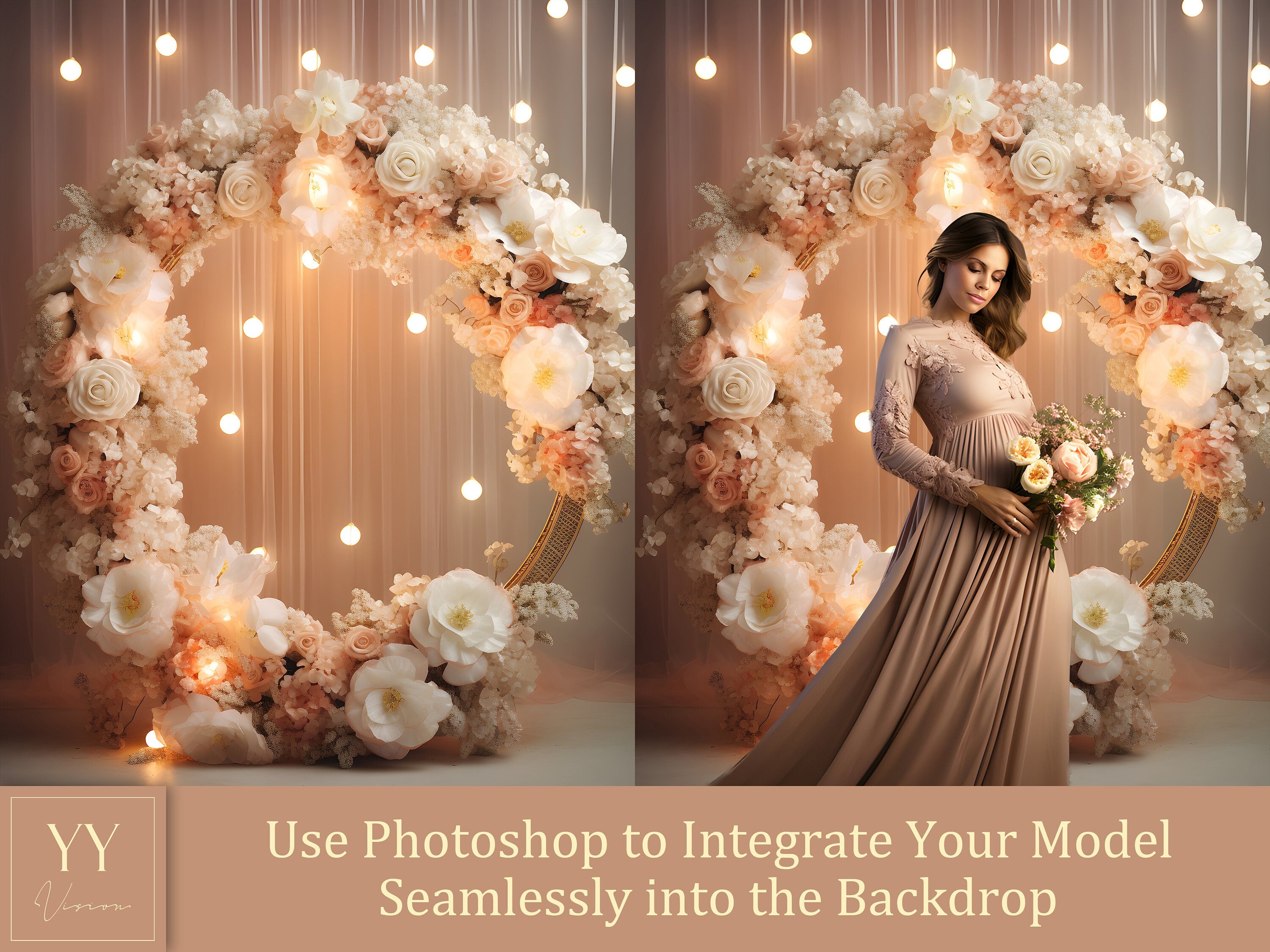 35 Floral Halo Ring Digital Backdrops Sets for Wedding Maternity Photography Digital Backdrop Photoshop Overlay