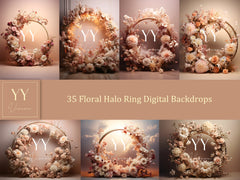 35 Floral Halo Ring Digital Backdrops Sets for Wedding Maternity Photography Digital Backdrop Photoshop Overlay