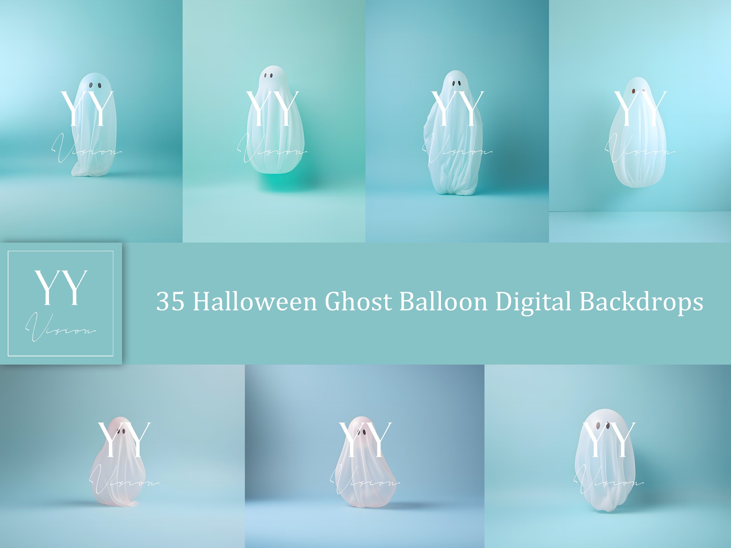 35 Halloween Ghost Balloon Digital Backdrops Sets Maternity Photography Fine Arts Wedding Studio Photoshop overlay