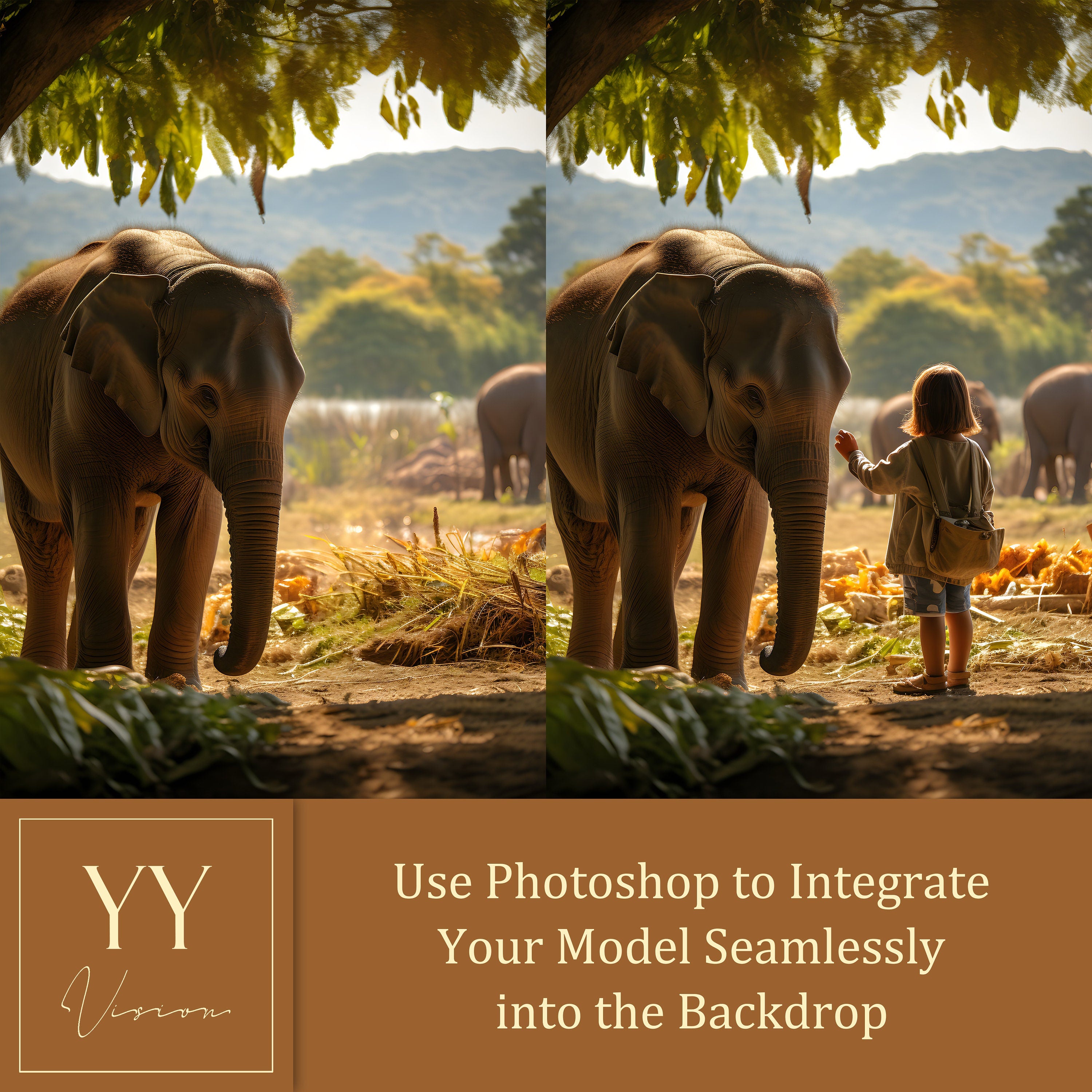 30 Elephant Animal Friends Digital Backdrops Sets for Birthday Kids Photography Fine Arts Studio Photoshop Background