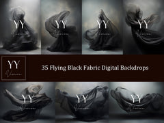 35 Black Flying Silk Fabric Digital Backdrops Sets for Maternity Photography Fine Arts Studio Photoshop