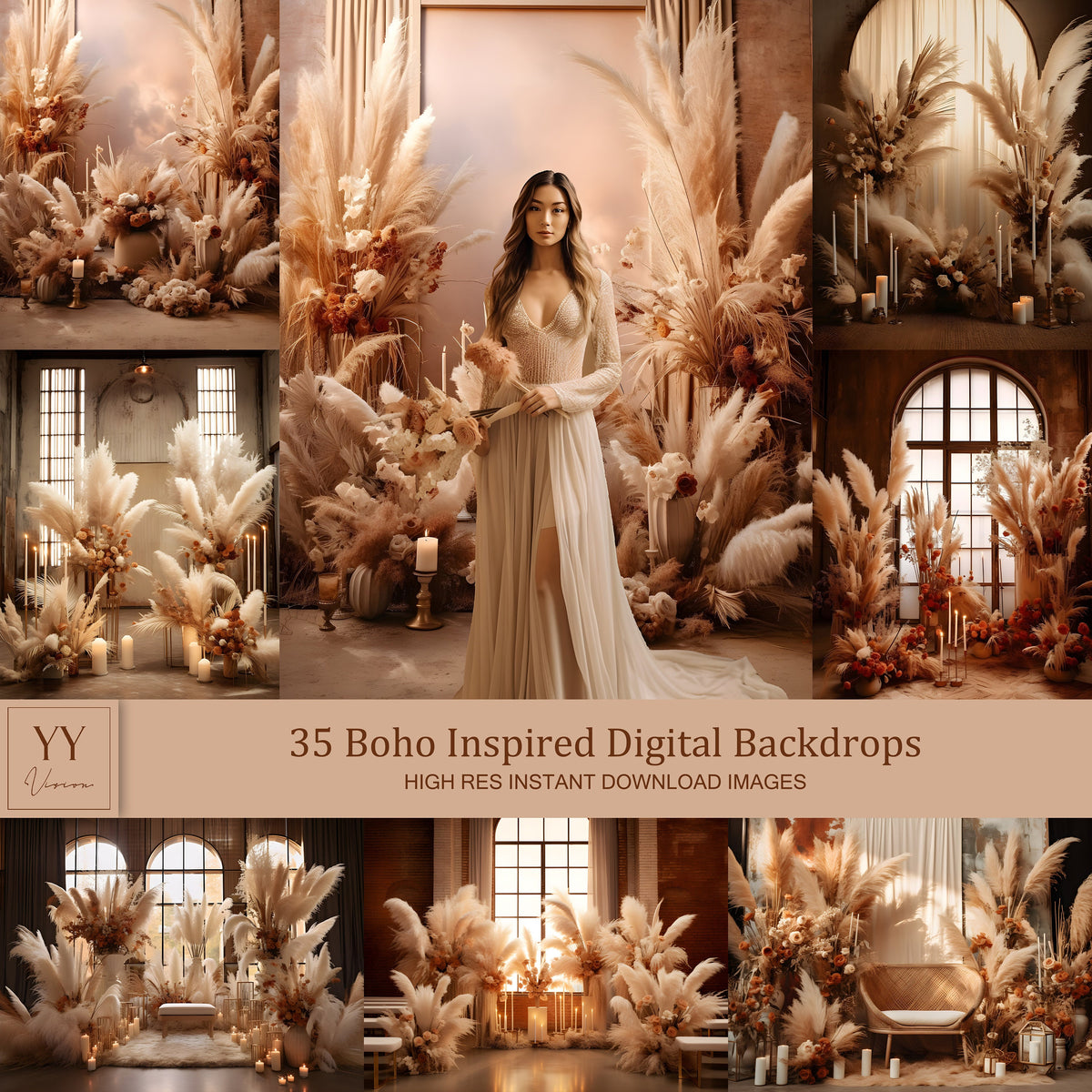 35 Boho Nature Digital Backdrops| Maternity Digital Backdrops| Studio Backdrop Overlay| Digital Backdrops shade | Wedding Photo Backdrops