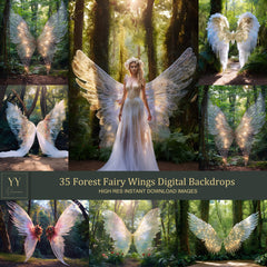 35 Waldfeenflügel Digitale Hintergründe Sets für Schwangerschaftsfotografie Natur Hochzeit Studio Digitaler Hintergrund Photoshop Overlay