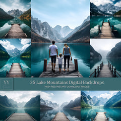 35 Lake Mountains in Banff Digital Backdrops Sets for Wedding Maternity Adventure Photography Fine Arts Studio Photoshop