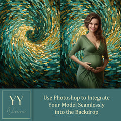 33 Gold Green Dot Art Portrait Digital Backdrops Sets for Wedding Maternity Photography Fine Arts Studio Photoshop Background