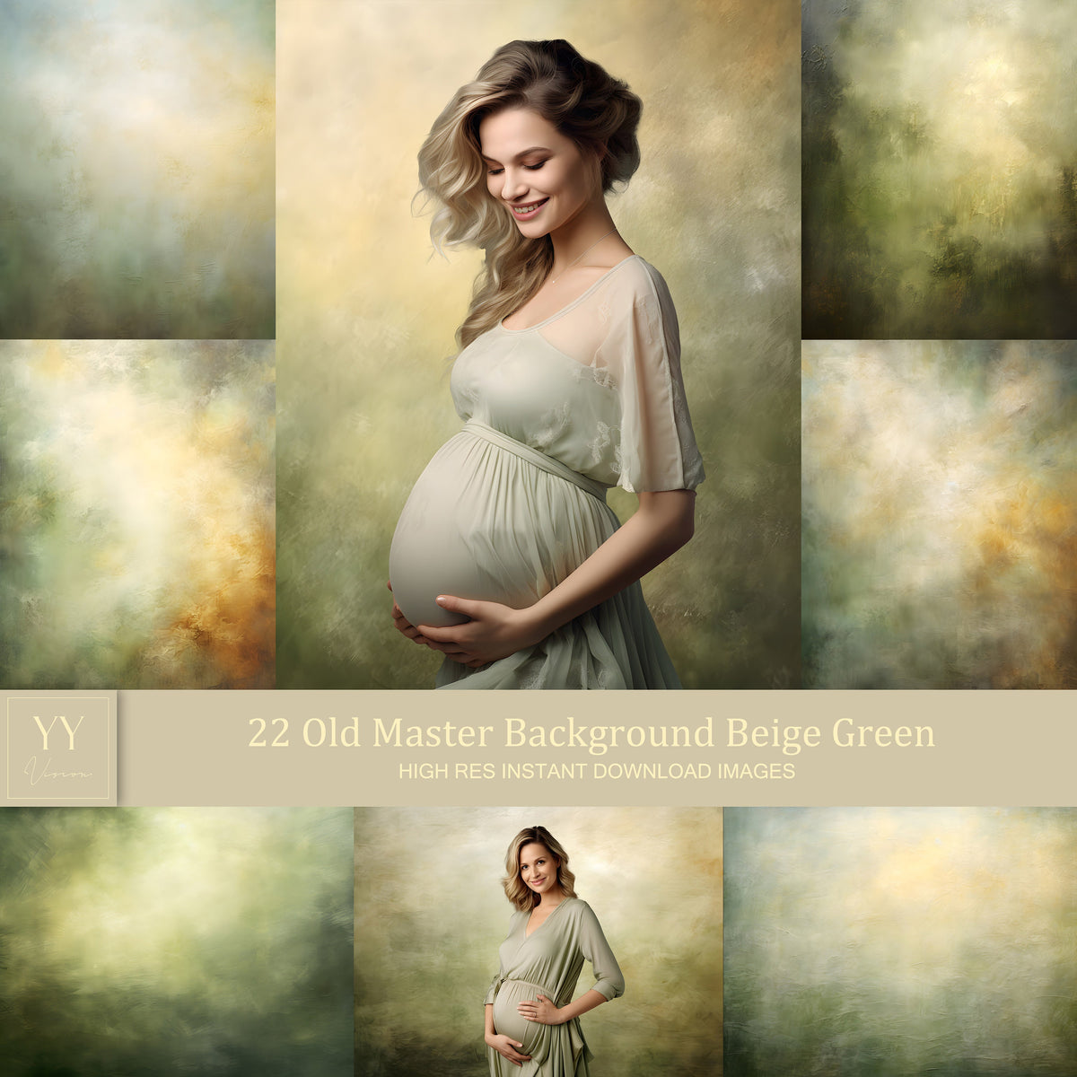 22 Old Master Portrait Background Beige Green Digital Backdrops Sets for Maternity Graduation Photography Fine Arts Texture Studio Photoshop