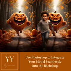 20 Halloween Pumpkin Monster Digital Backdrops Sets for Holiday Seasonal Photography Fine Arts Studio Photoshop Background