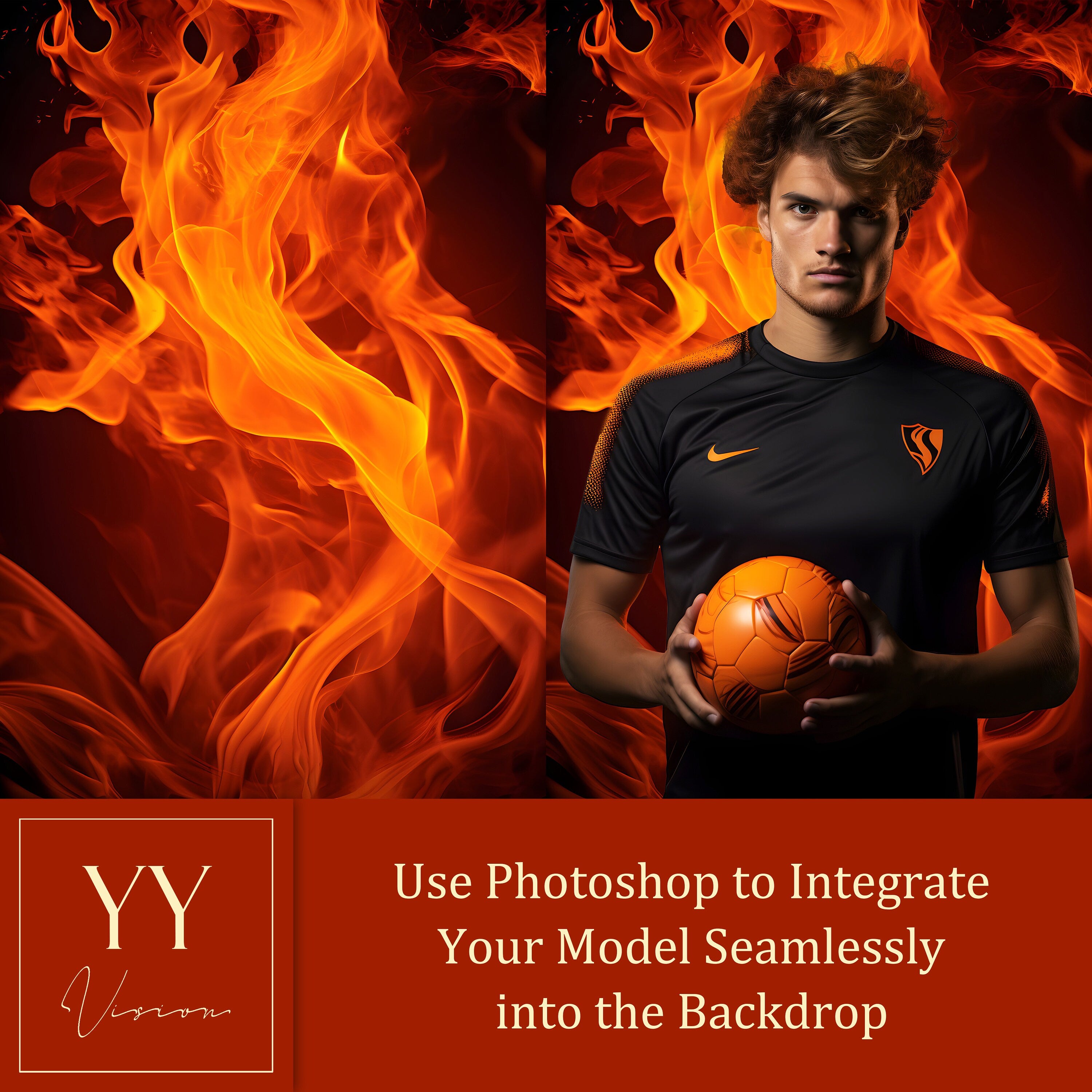 22 Fire Portrait Background Digital Backdrops Sets for Sports School Photography Fine Arts Texture Studio Photoshop