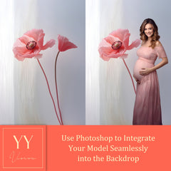 20 Pink Poppy Flower in Studio Digital Backdrops Sets for Floral Wedding Maternity Photography Fine Arts Studio Photoshop Background