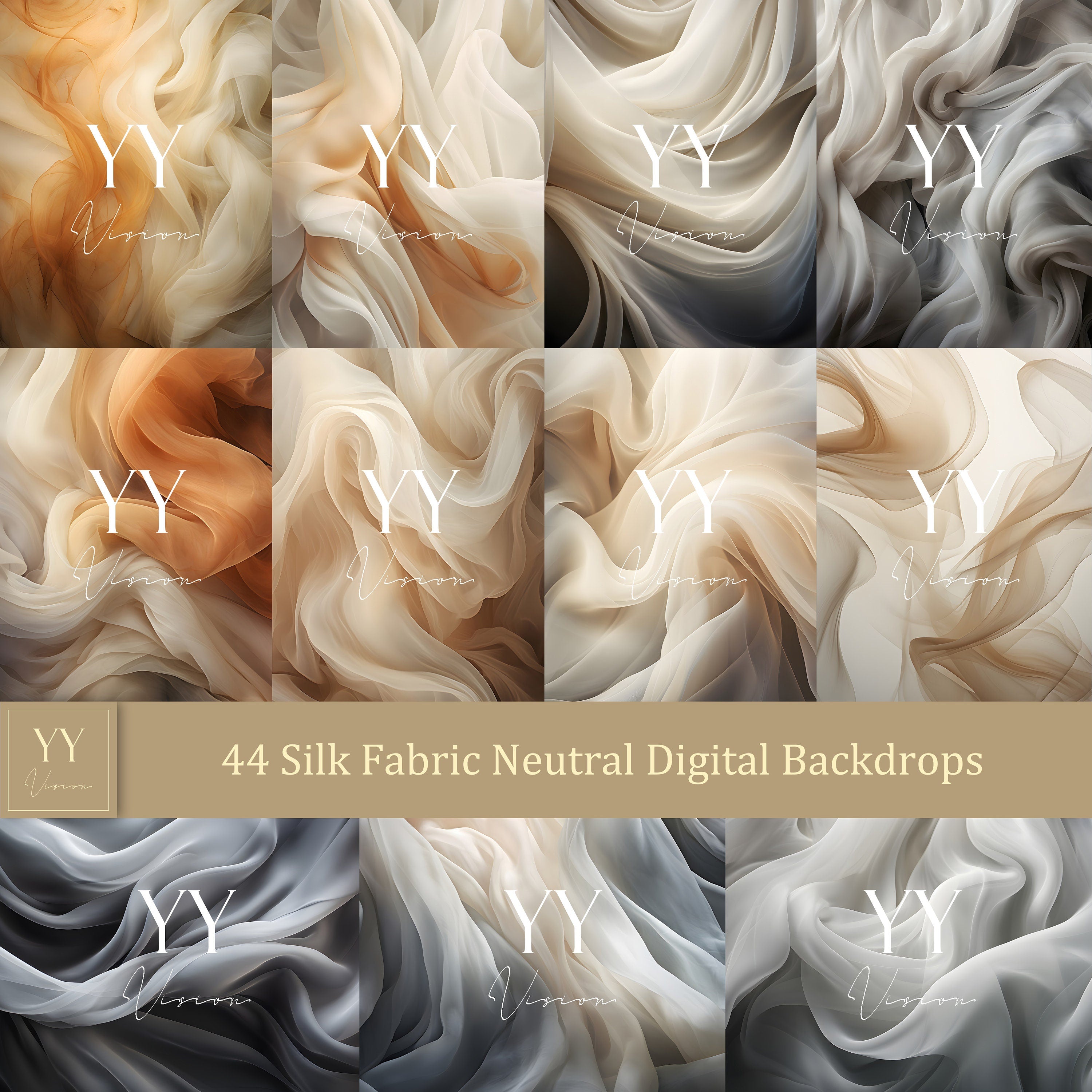 44 Silk Fabric Neutral Digital Backdrops Sets for Maternity Photography Fine Arts Texture Studio Photoshop Portrait Background