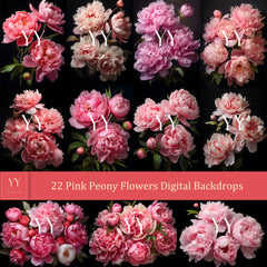 22 Rosa Pfingstrose Blumen Digitale Hintergründe Sets für Hochzeit Schwangerschaftsfotografie Floral Photoshop Hintergrund